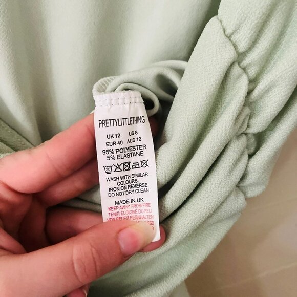 PrettyLittleThing Sage Green Ruched Bodysuit SZ 8 - Picture 9 of 11